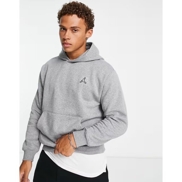 Jordan Jumpman Brooklyn Essentials Mens Fleece Pullover Hoodie Heather Gray - Picture 2 of 15